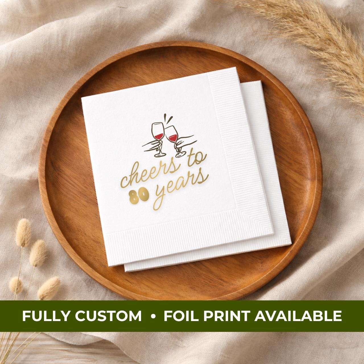 Cheers to 80 Years | Personalized 80th Birthday Napkins