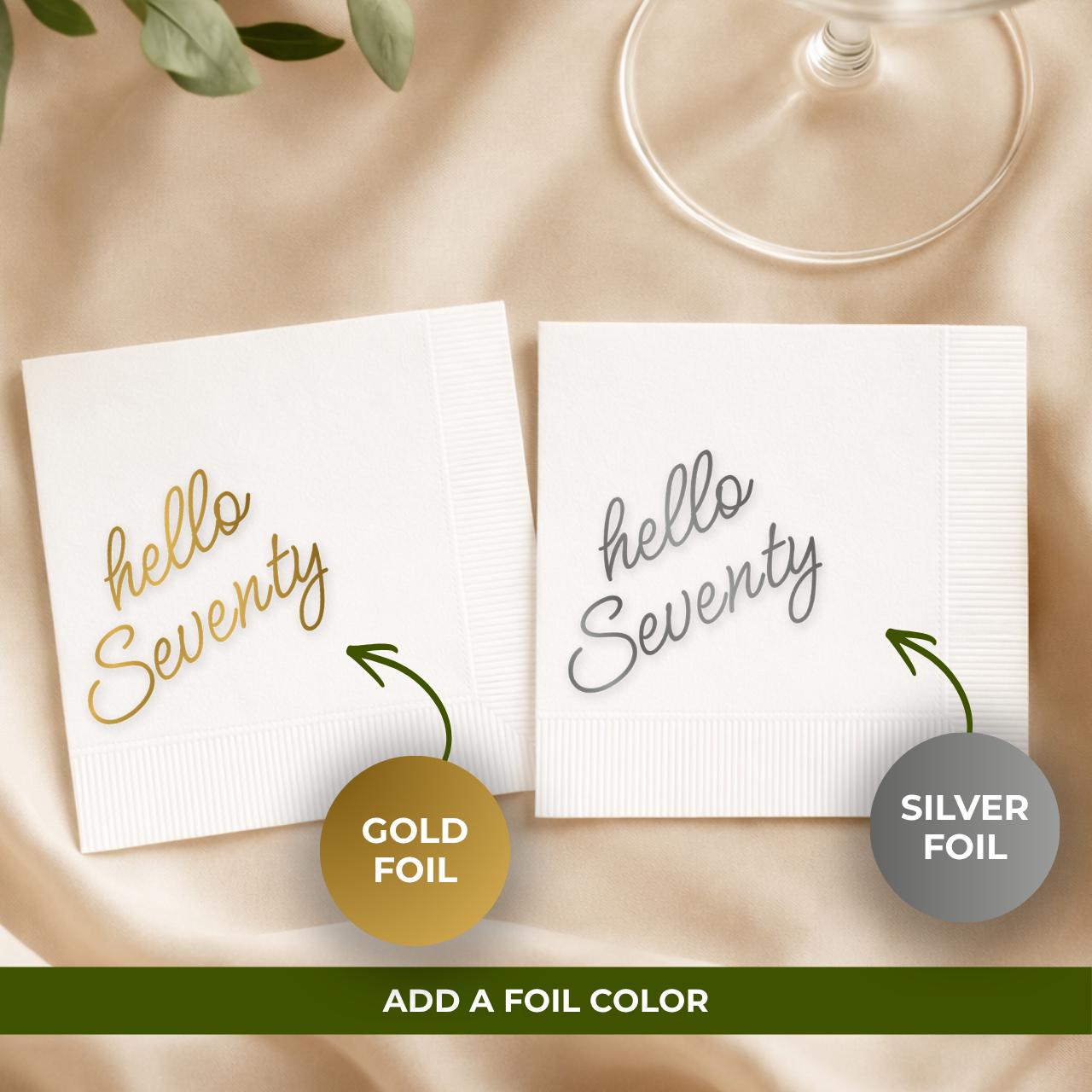 Hello Seventy | Personalized 70th Birthday Napkins