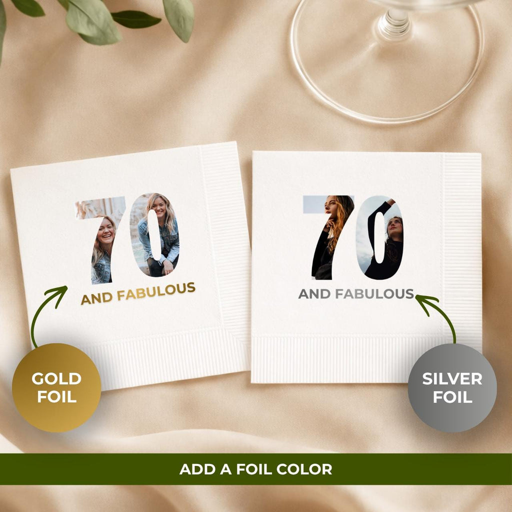 With Your Photo | Personalized 70th Birthday Napkins