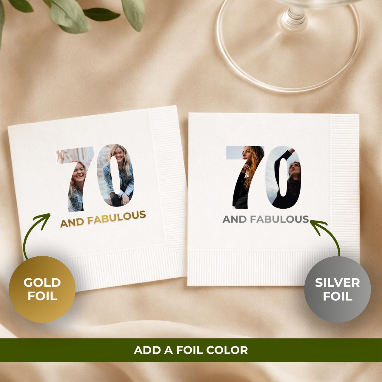 With Your Photo | Personalized 70th Birthday Napkins