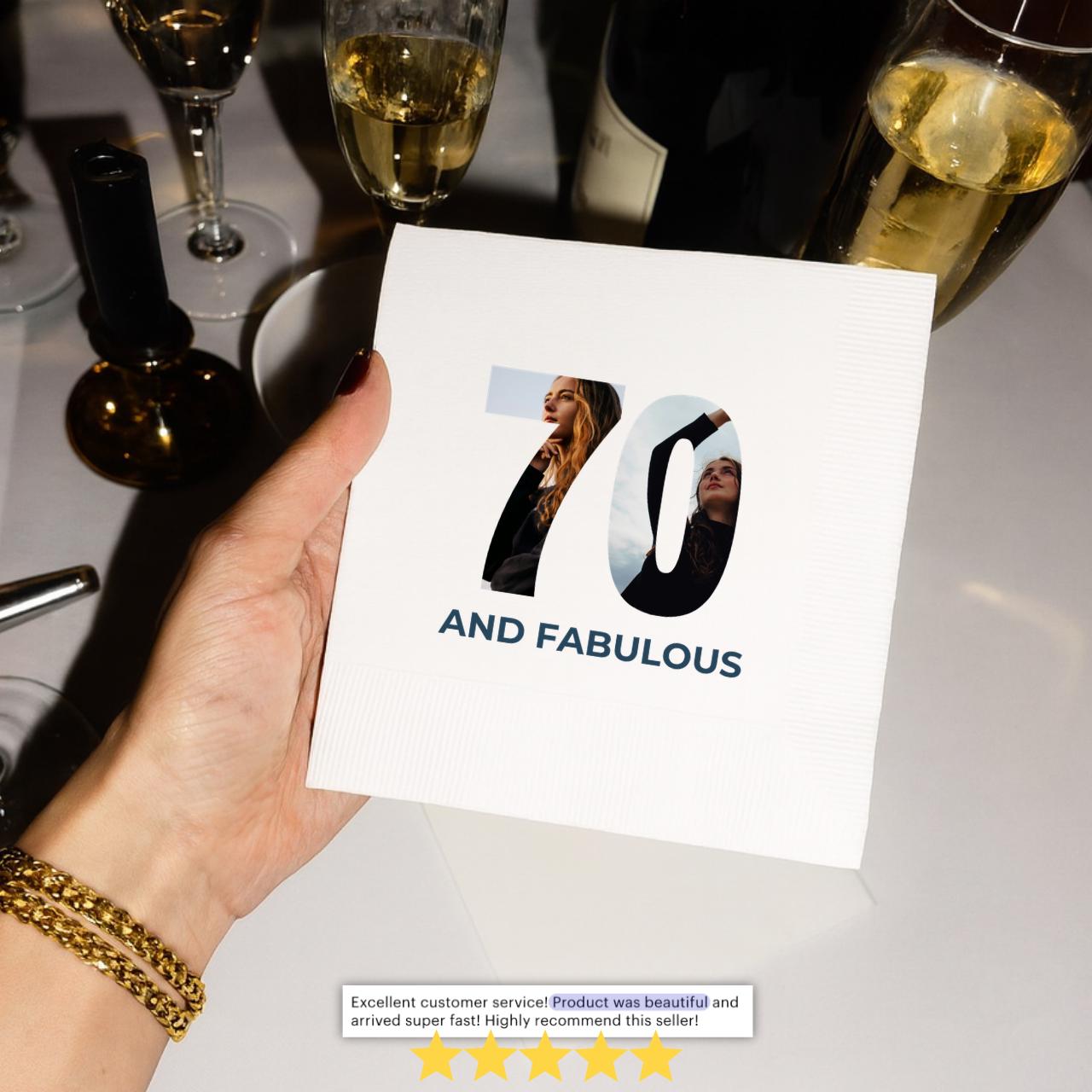 With Your Photo | Personalized 70th Birthday Napkins