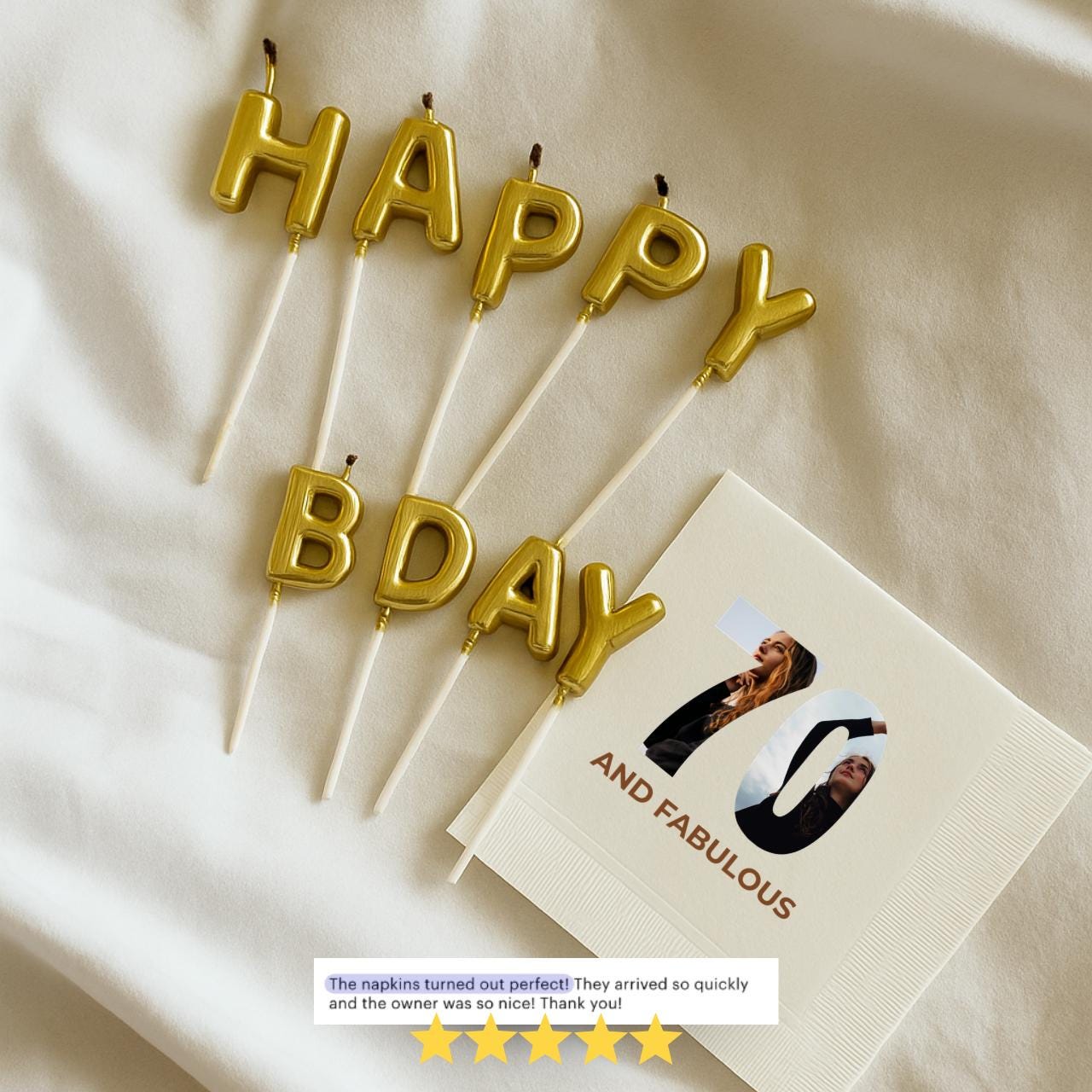 With Your Photo | Personalized 70th Birthday Napkins