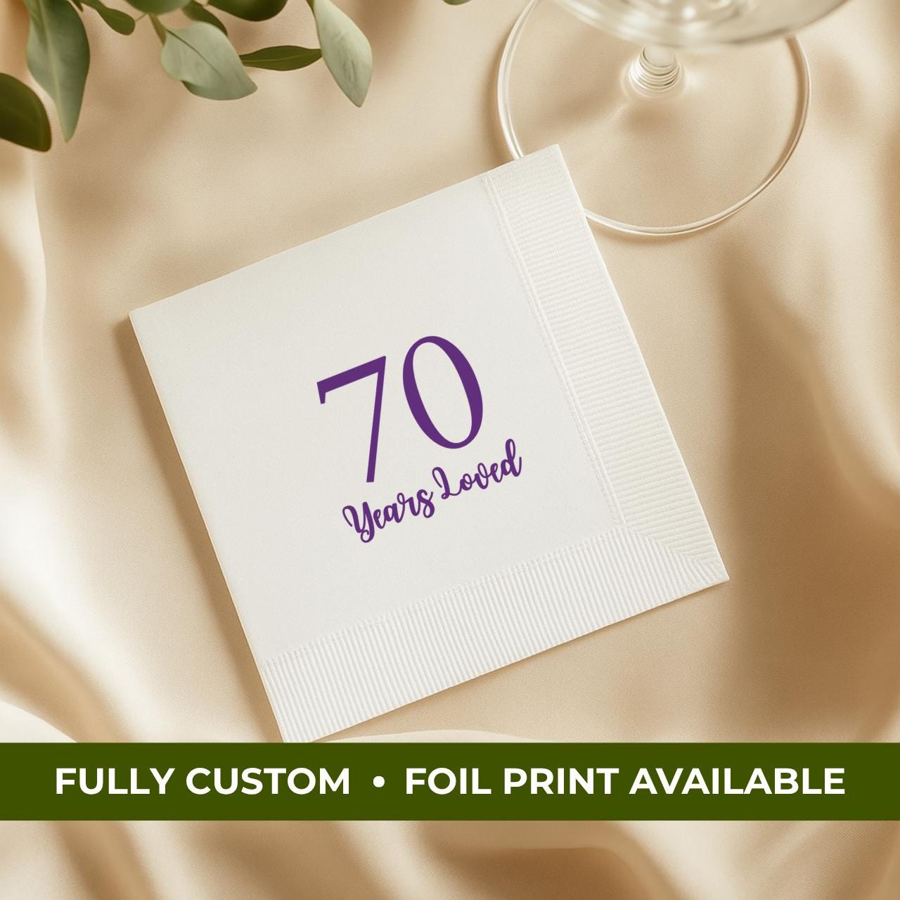 70 Years Loved | Personalized 70th Birthday Napkins