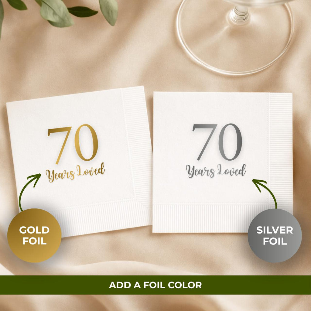 70 Years Loved | Personalized 70th Birthday Napkins
