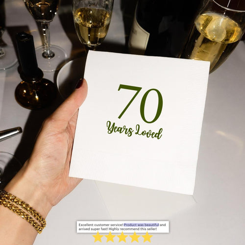 70 Years Loved | Personalized 70th Birthday Napkins