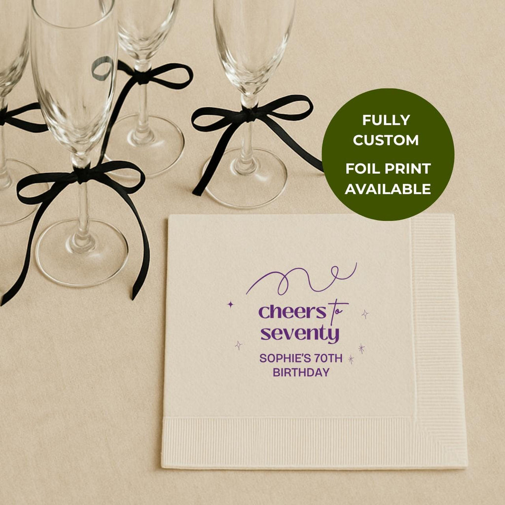 Cheers to Seventy | Personalized 70th Birthday Napkins