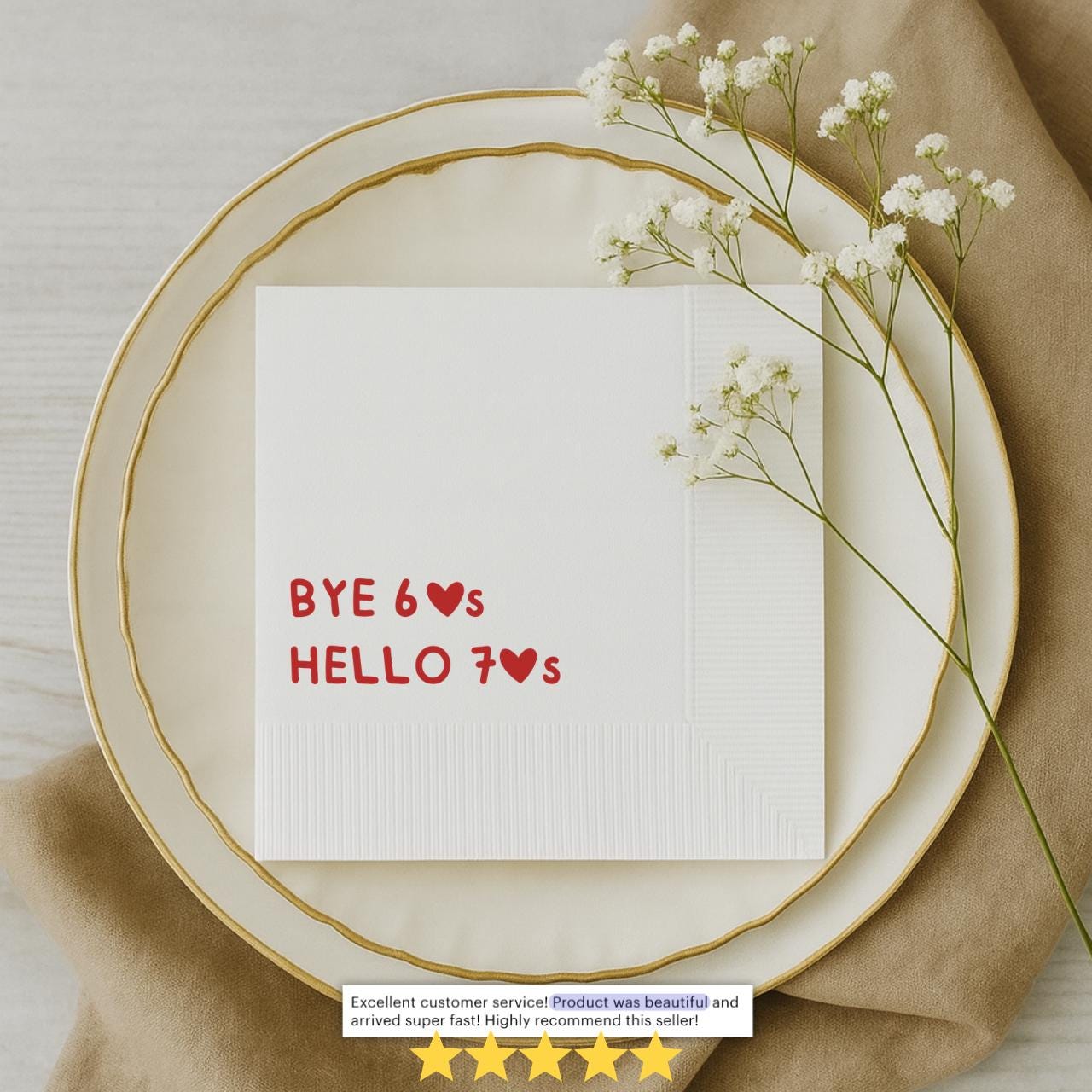 Bye 60's Hello 70's | Personalized 70th Birthday Napkins