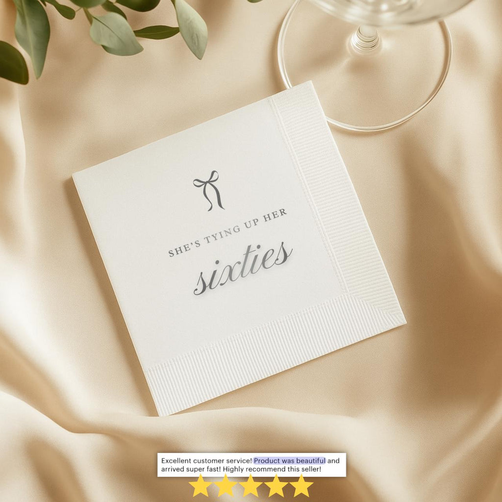 She's Tying Up Her sixties | Personalized 70th Birthday Napkins