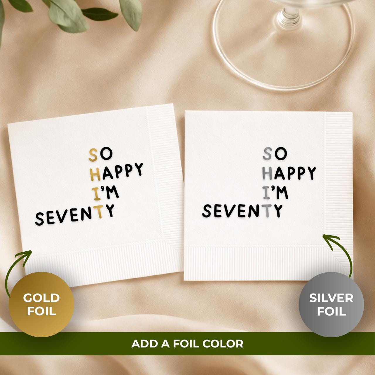 Shit So Happy I'm Seventy | 70th Birthday Napkins