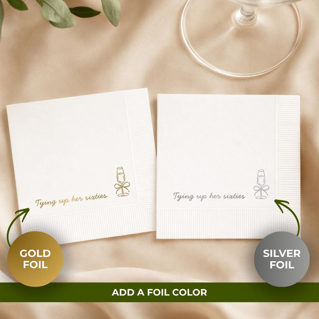 Tying Up Her Sixties | Personalized 70th Birthday Napkins
