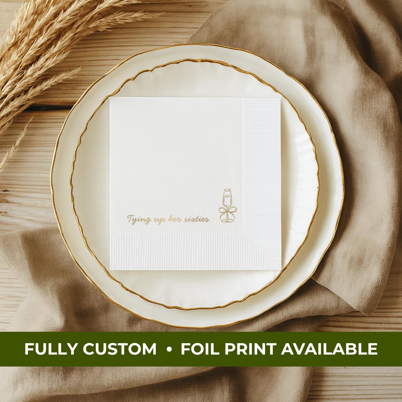 Tying Up Her Sixties | Personalized 70th Birthday Napkins