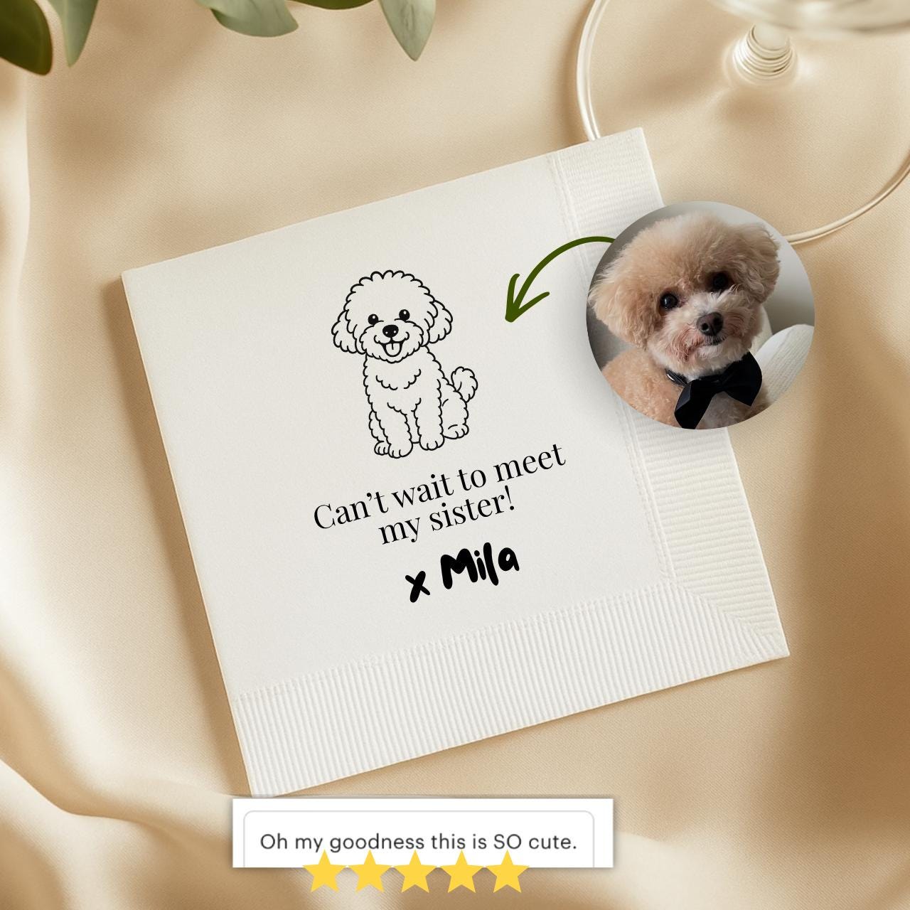 Pet Line Art Baby Announcement | Baby Shower Napkins