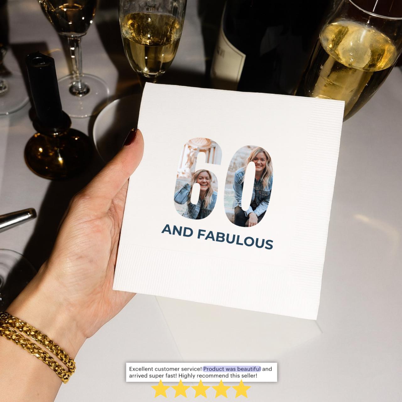 60 and Fabulous With Photo | 60th Birthday Napkins