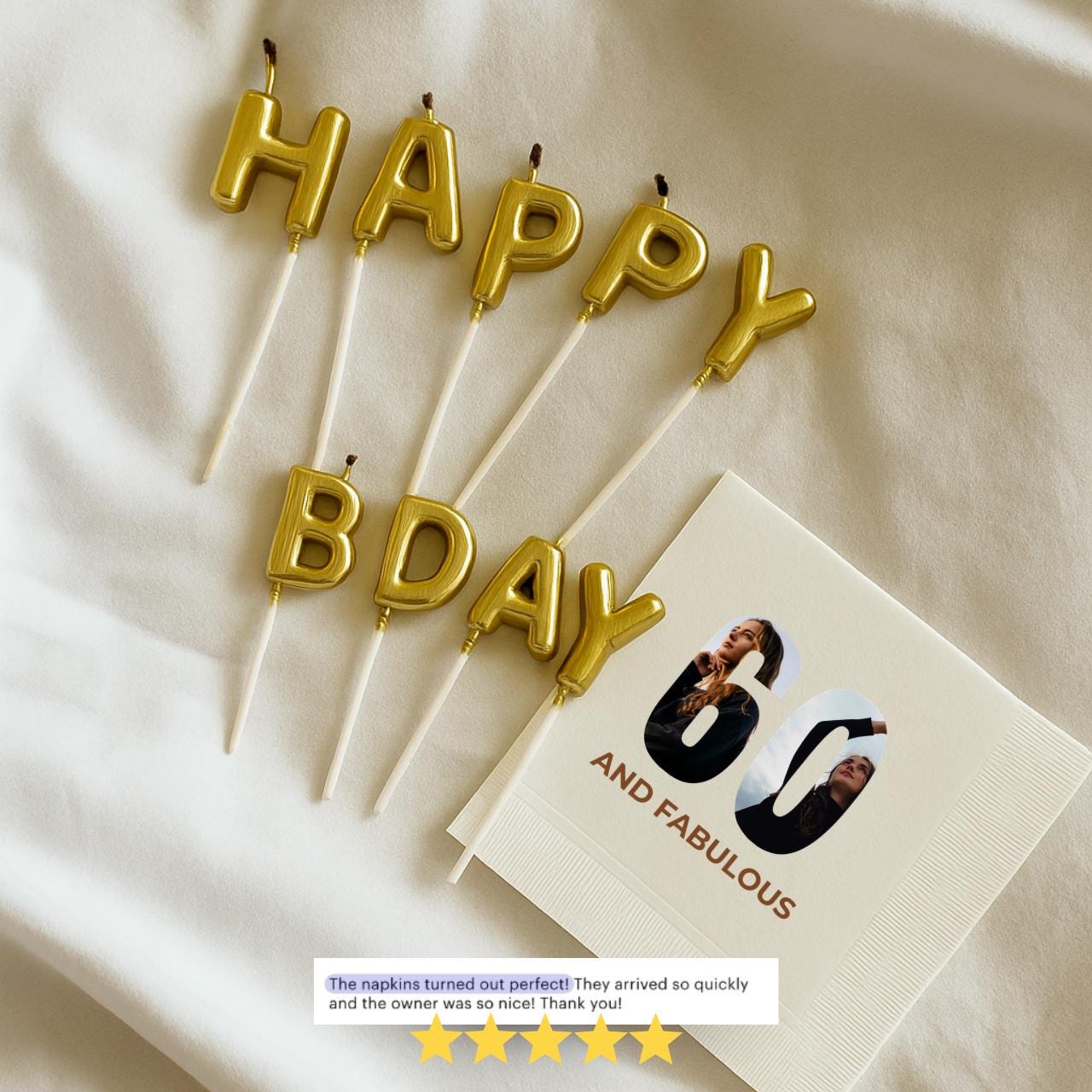 60 and Fabulous With Photo | 60th Birthday Napkins