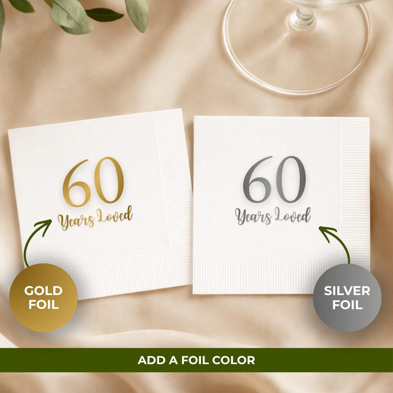 60 Years Loved | Personalized 60th Birthday Napkins