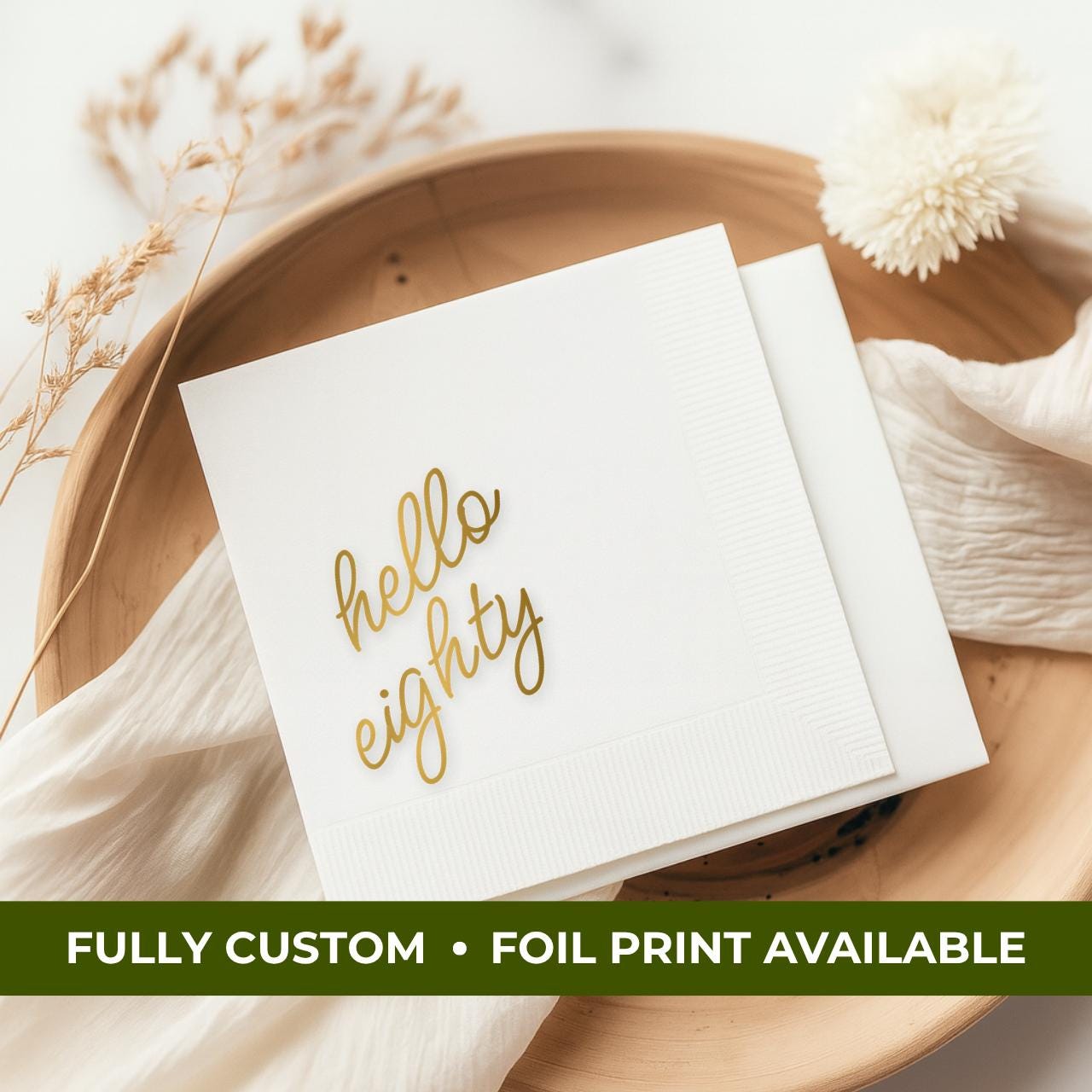 Hello Eighty | Personalized 80th Birthday Napkins