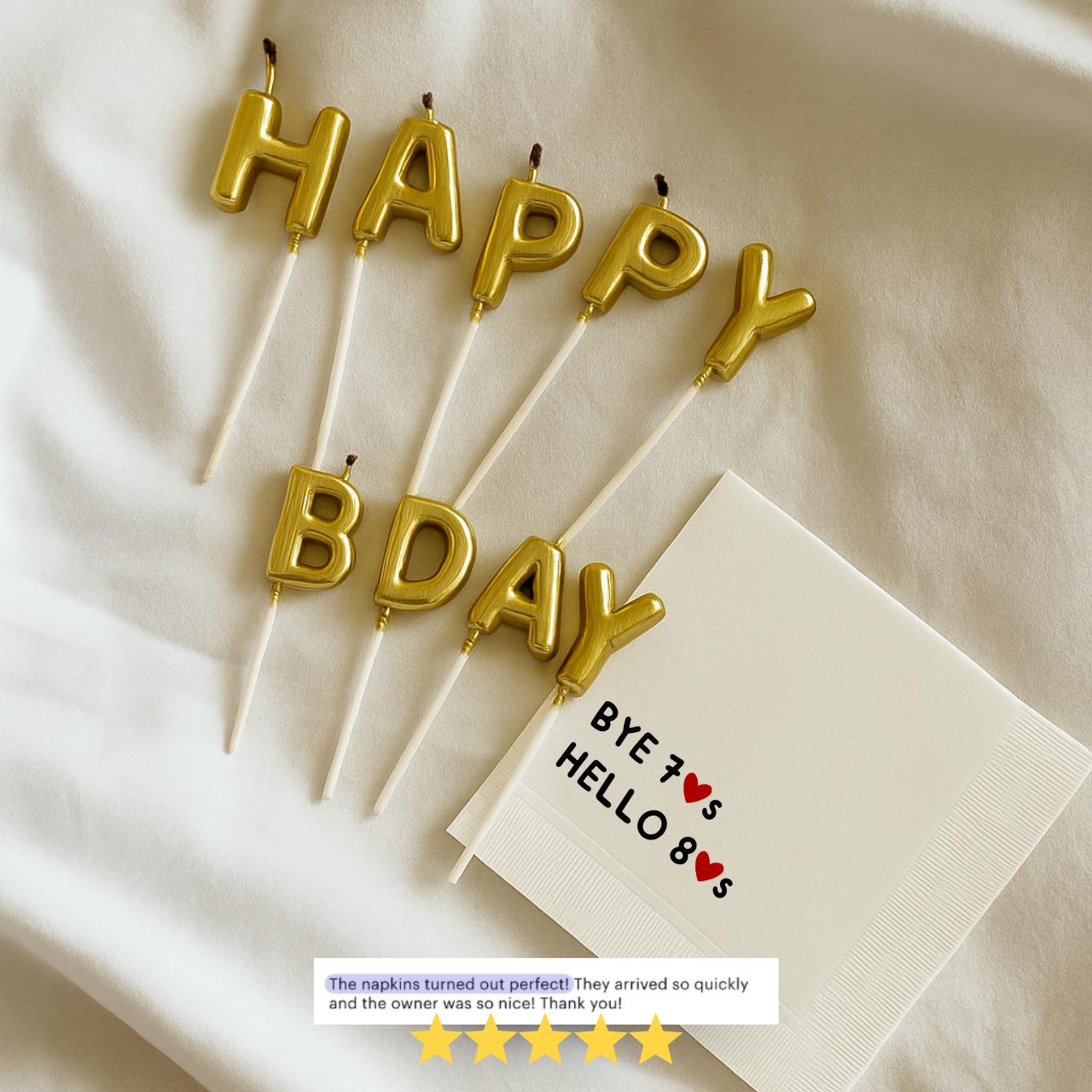 Bye 70's Hello 80's | Personalized 80th Birthday Napkins