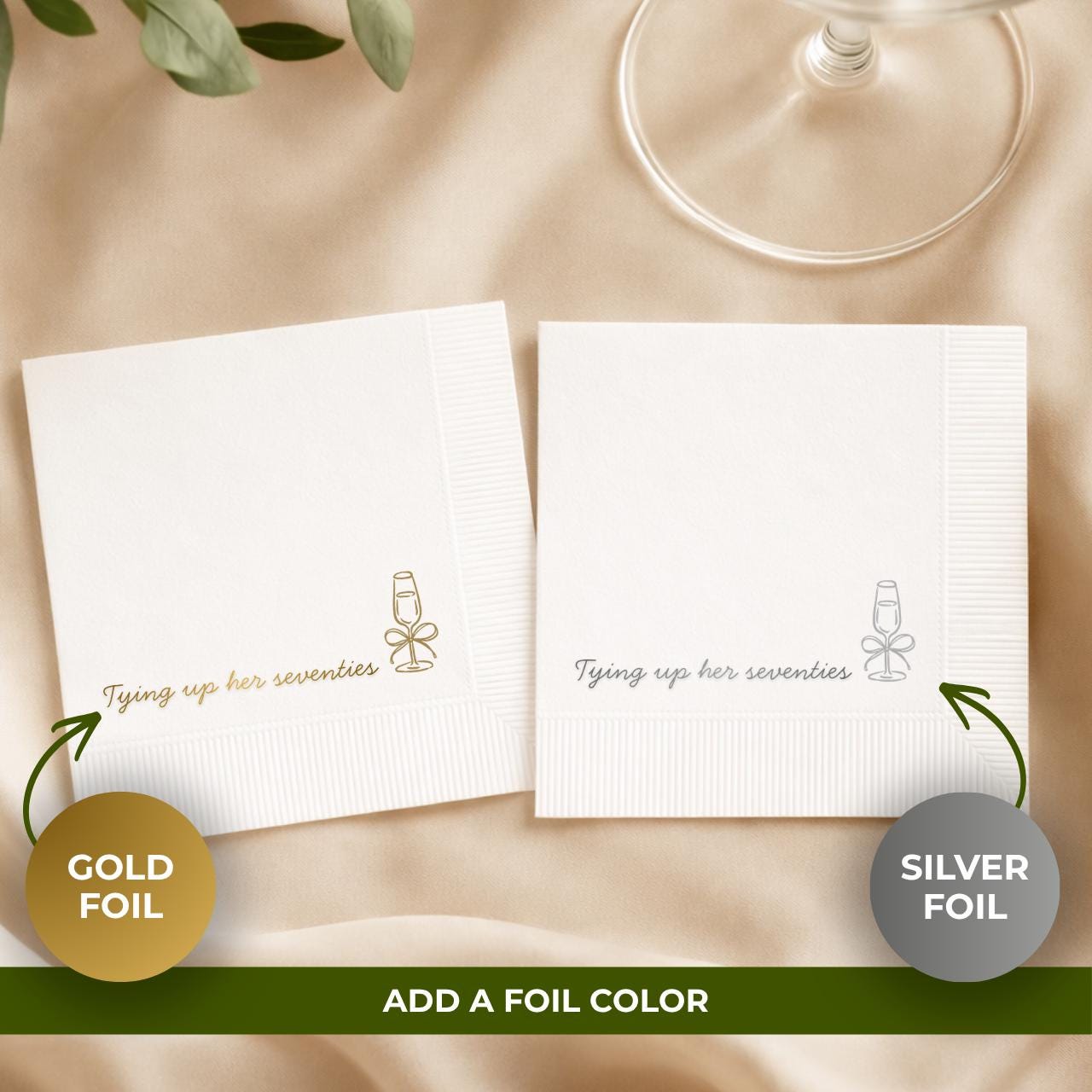 Tying Up Her Seventies | Personalized 80th Birthday Napkins