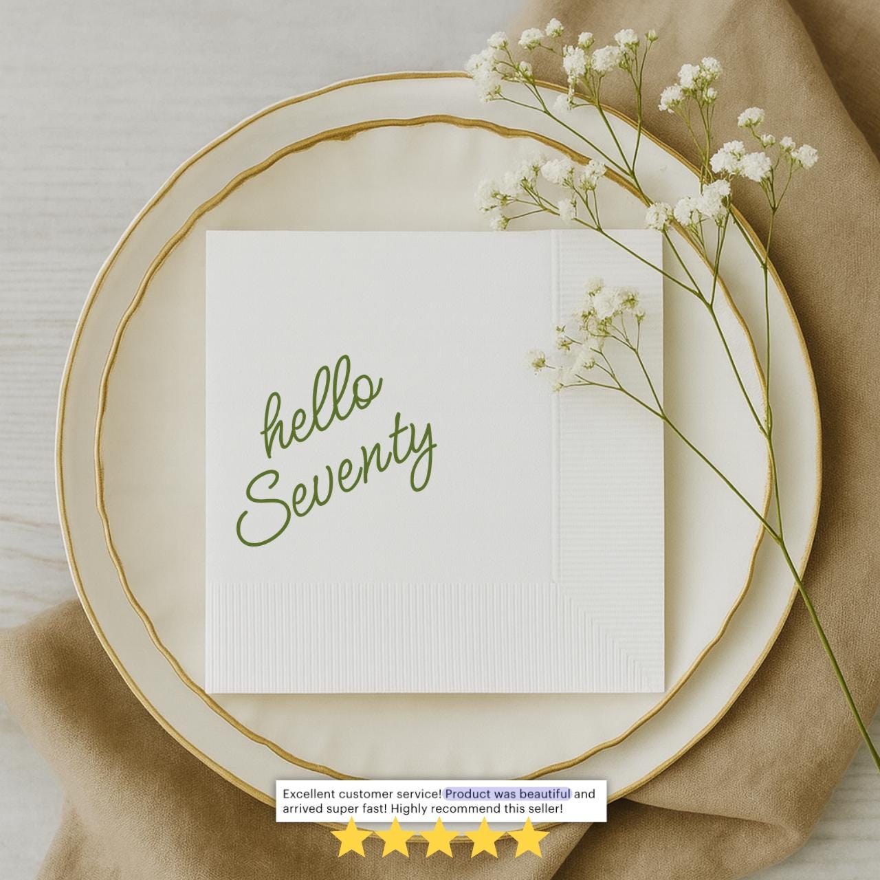 Hello Seventy | Personalized 70th Birthday Napkins