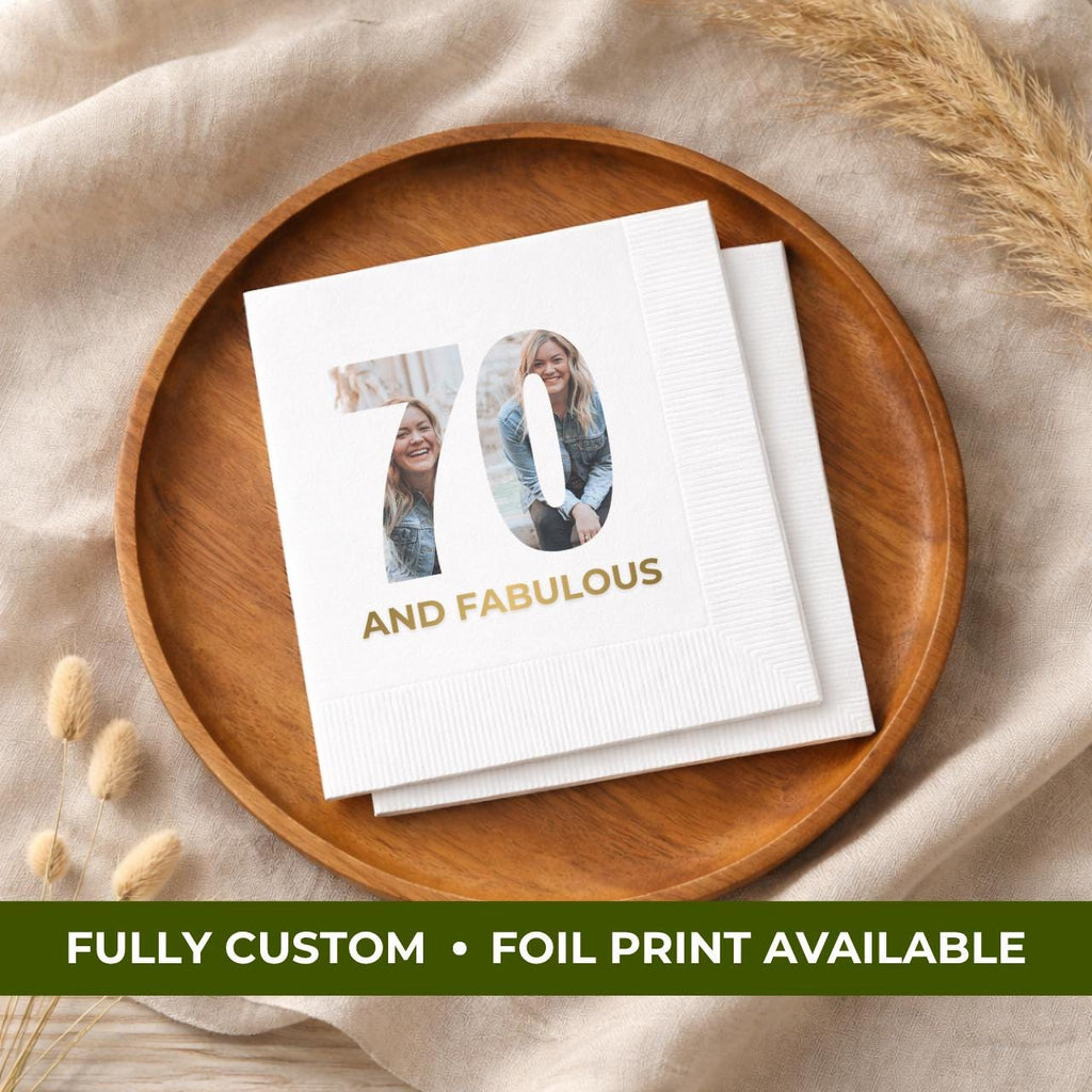 With Your Photo | Personalized 70th Birthday Napkins