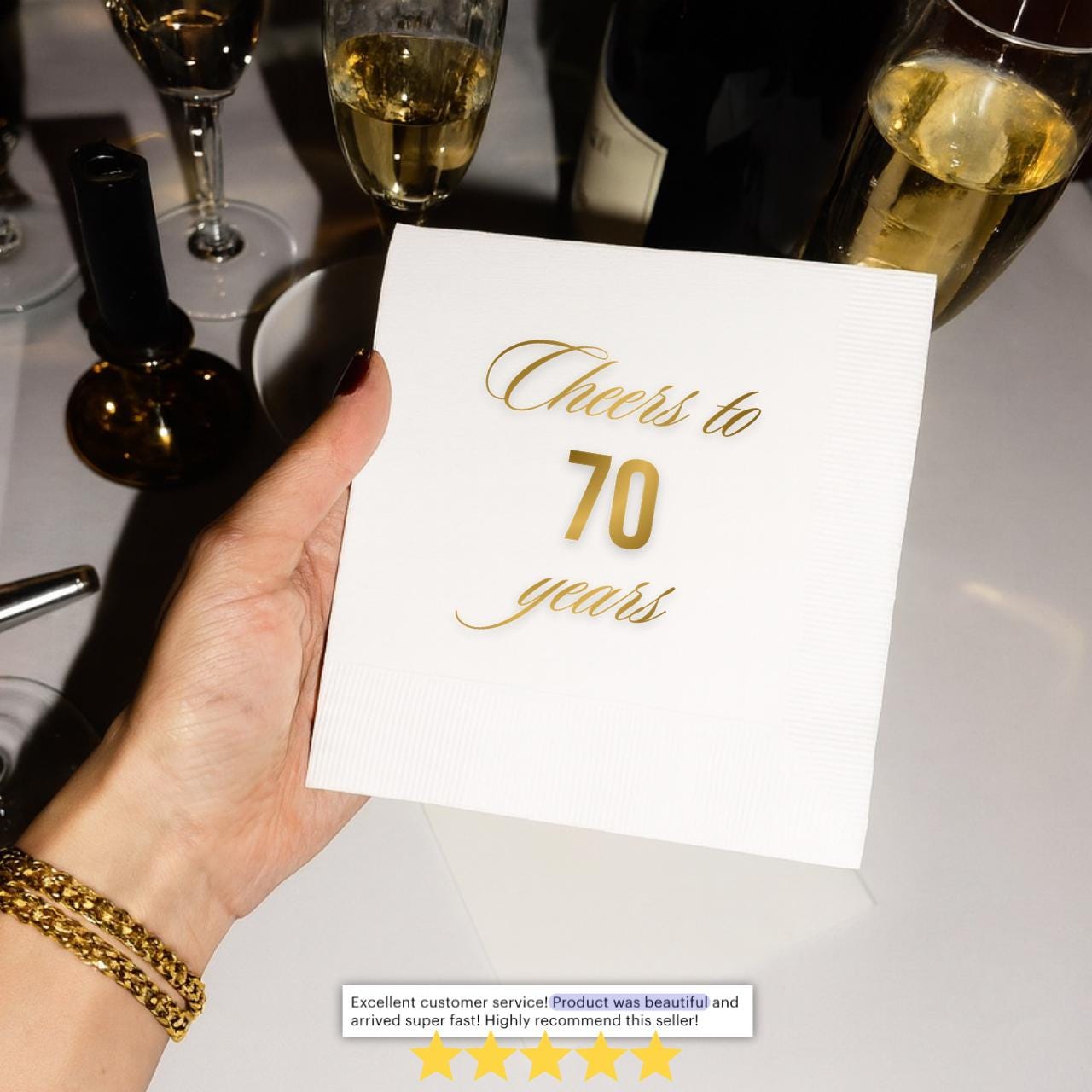 Cheers to 70 Years | Personalized 70th Birthday Napkins