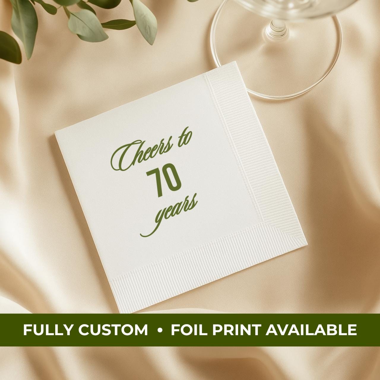 Cheers to 70 Years | Personalized 70th Birthday Napkins