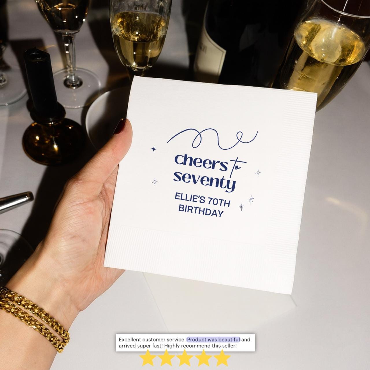 Cheers to Seventy | Personalized 70th Birthday Napkins