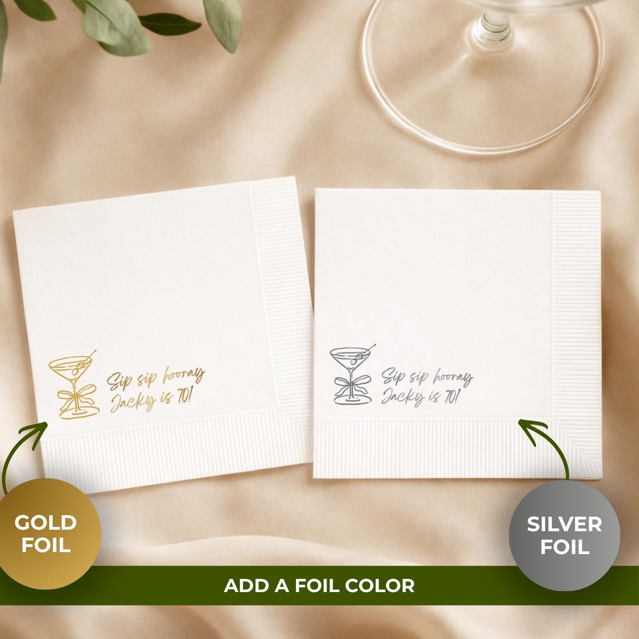 Sip Sip Hooray | Personalized 70th Birthday Napkins