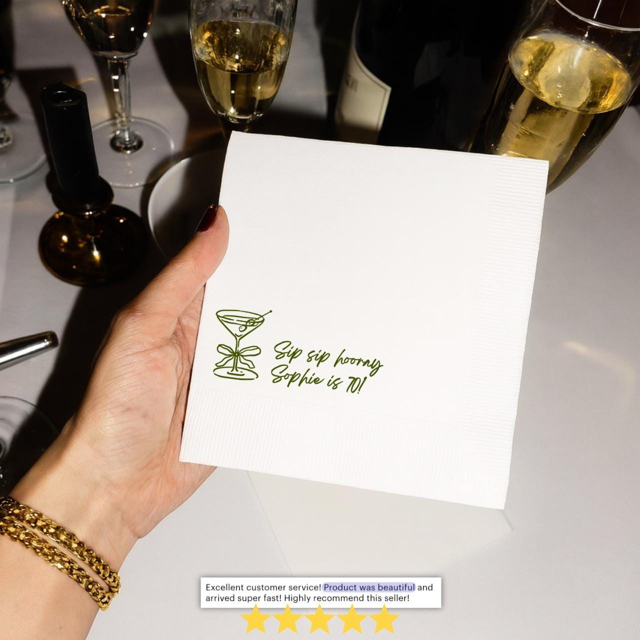 Sip Sip Hooray | Personalized 70th Birthday Napkins
