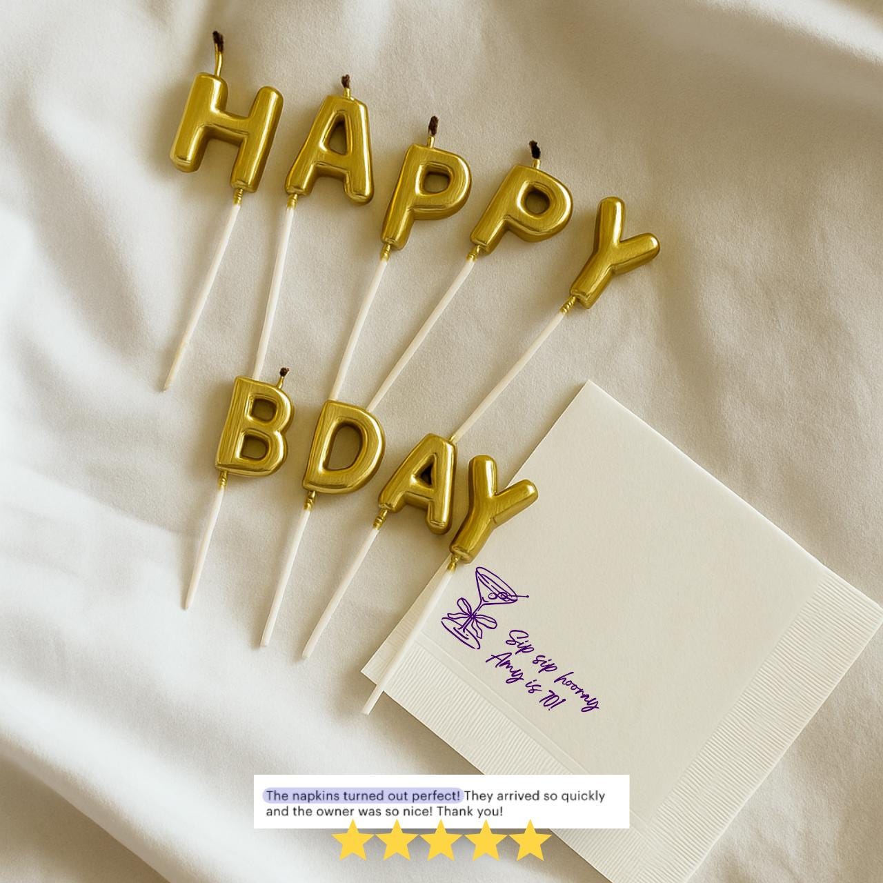 Sip Sip Hooray | Personalized 70th Birthday Napkins