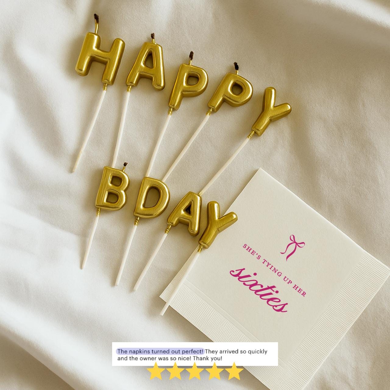 She's Tying Up Her sixties | Personalized 70th Birthday Napkins