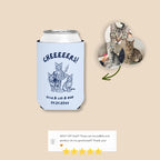 Cat in a Glass Cheers | Custom Cat Wedding Koozies