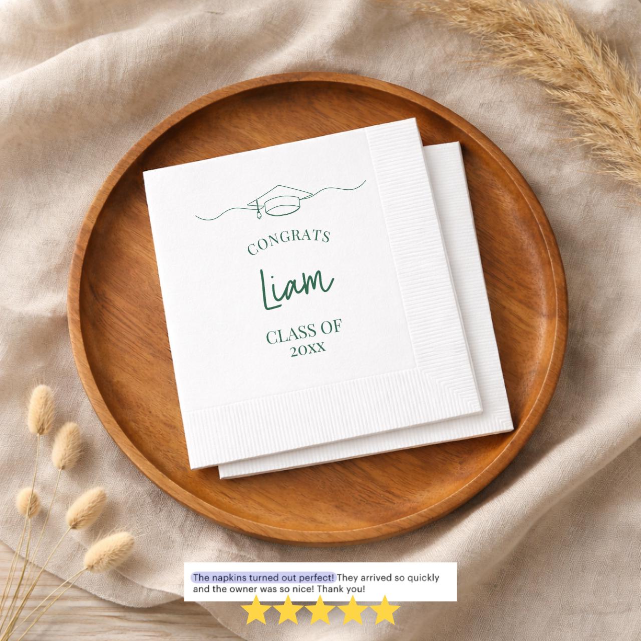 Congrats Grad Cap | Name & Class Year | Personalized Graduation Napkins