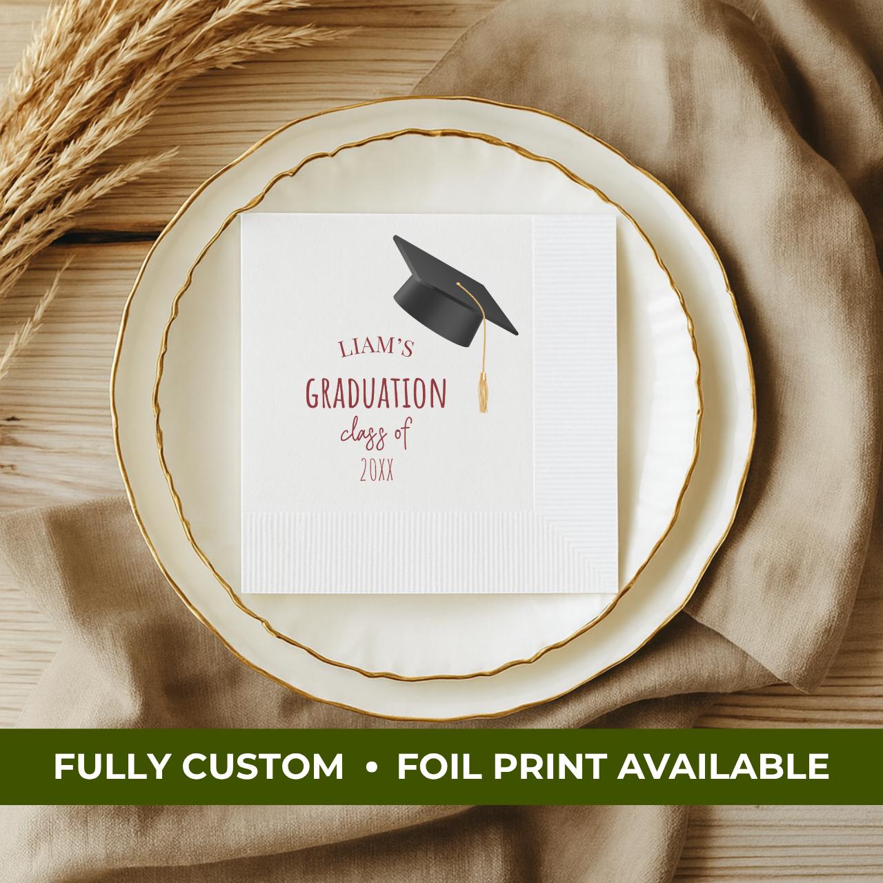 Name's Graduation | Grad Cap & Class Year | Personalized Graduation Napkins