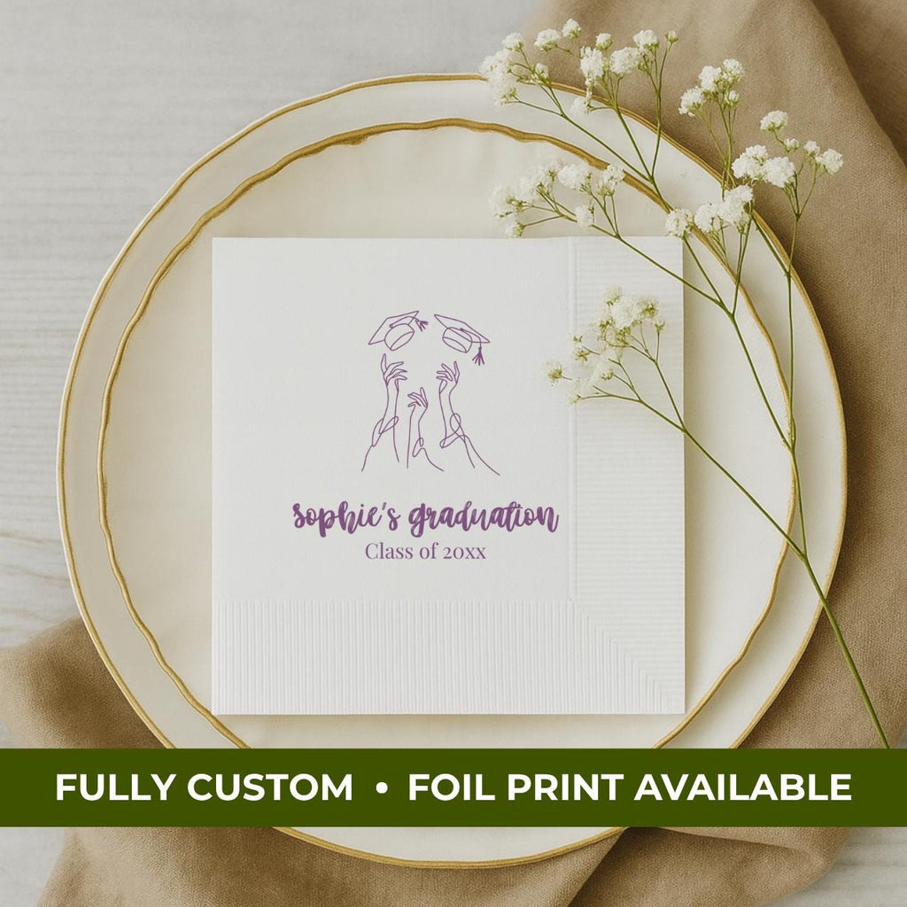 Cap Toss | Name & Class Year | Personalized Graduation Napkins