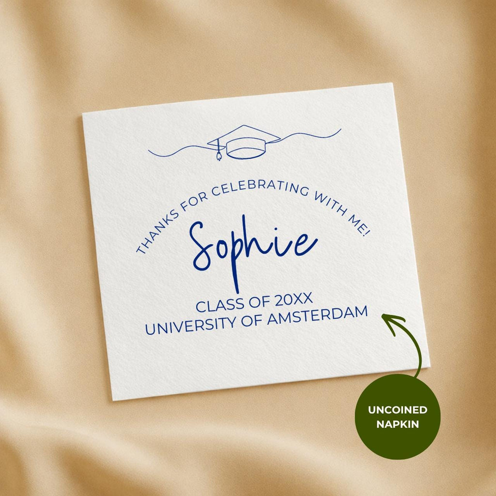 Thanks for Celebrating | Name, Class Year & School | Personalized Graduation Napkins