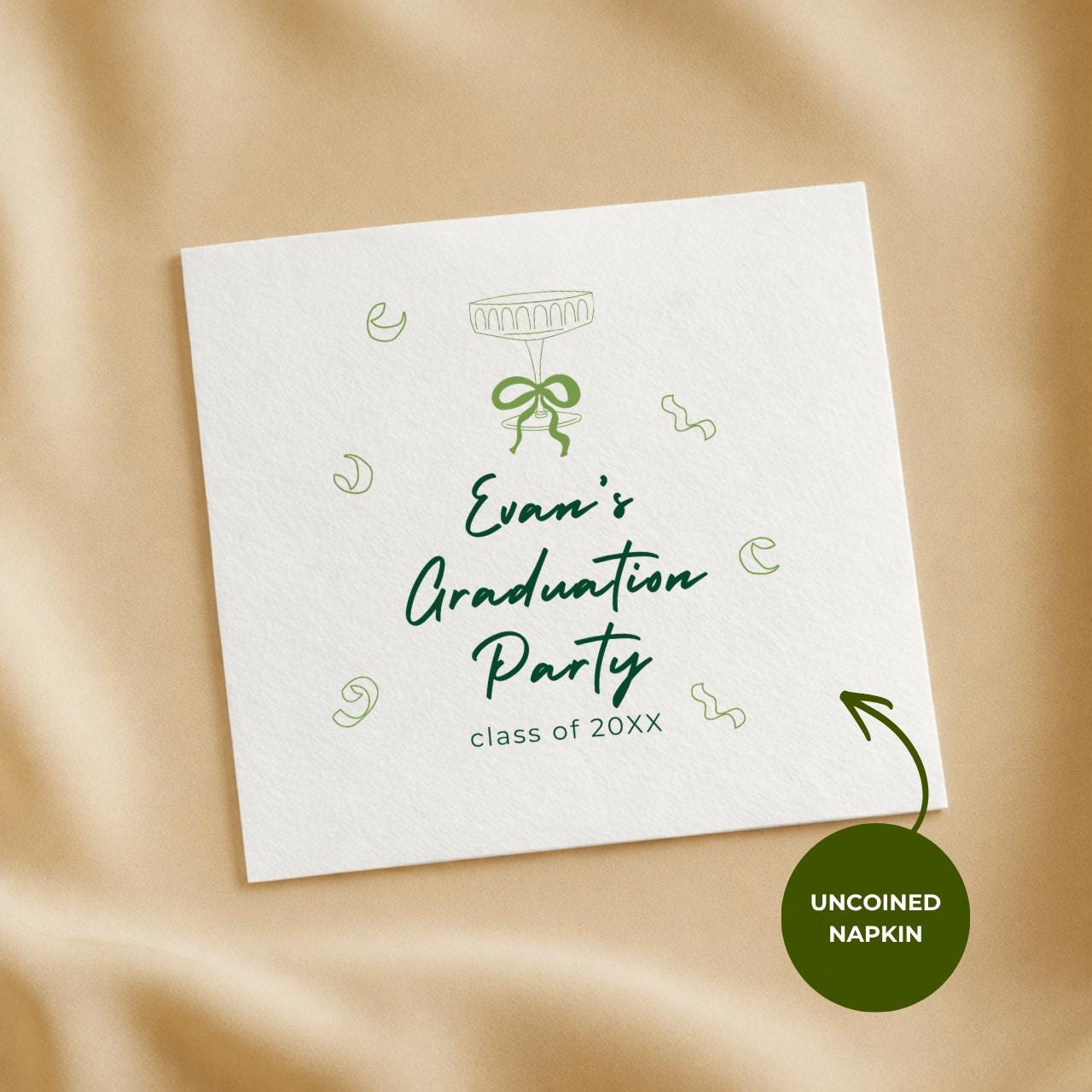 Cocktail & Bow | Name & Class Year | Personalized Graduation Napkins