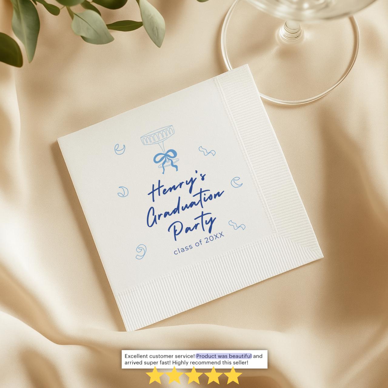 Cocktail & Bow | Name & Class Year | Personalized Graduation Napkins