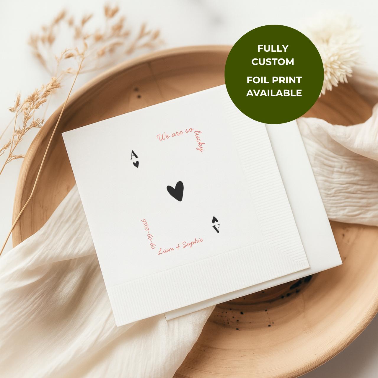 We Are So Lucky | Ace of Hearts Wedding Napkins