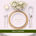 Minimal Gold Cross | Name & Date | Personalized Baptism Plates