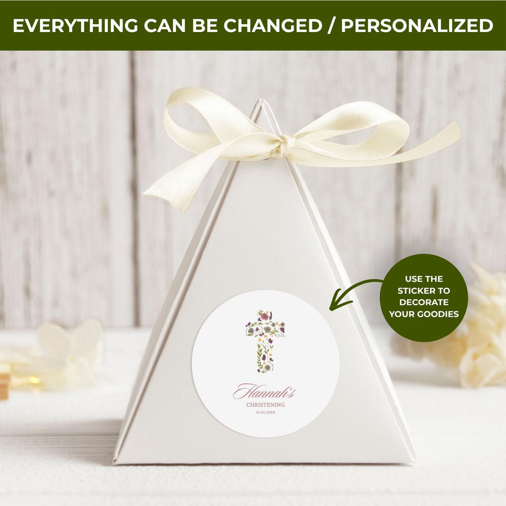 Floral Cross | Baptism & First Communion Stickers