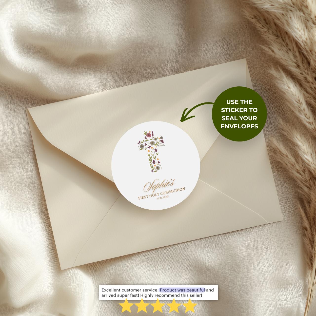 Floral Cross | Baptism & First Communion Stickers