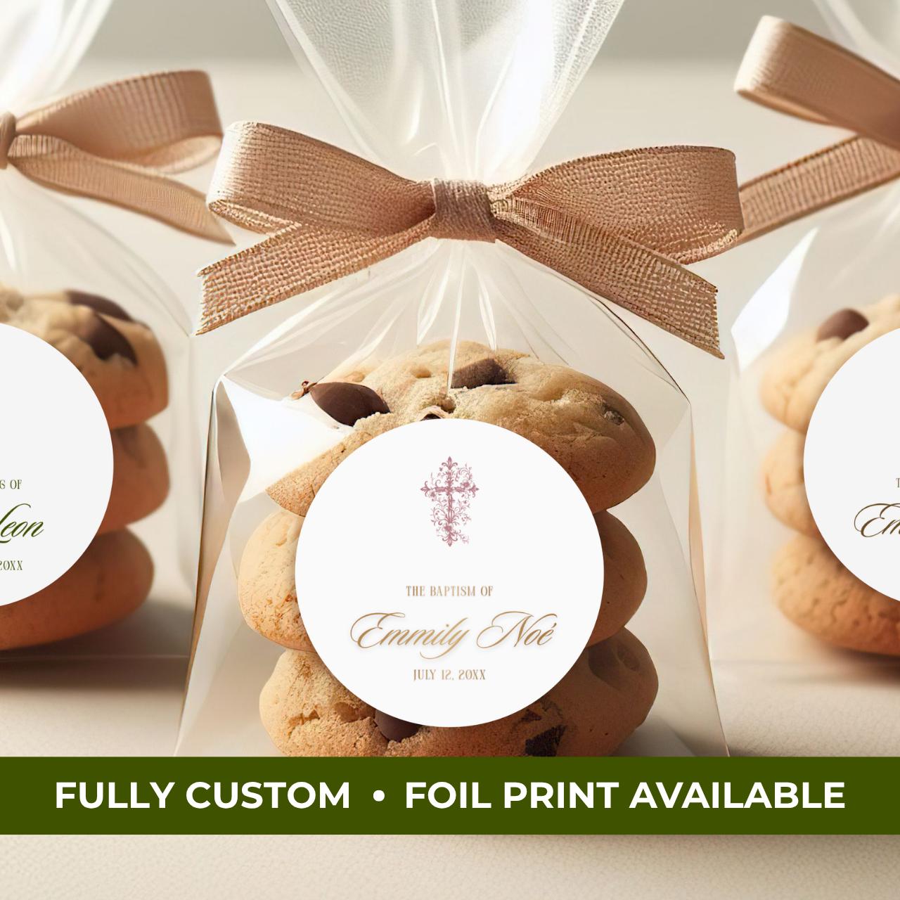 Ornate Cross | Name & Date | Personalized Baptism Stickers