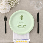 Ornate Gold Cross | Name & Date | Personalized Baptism Plates