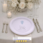 Ornate Gold Cross | Name & Date | Personalized Baptism Plates