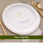 Wildflower Cross & Butterflies | Name & Date | Personalized Baptism Plates