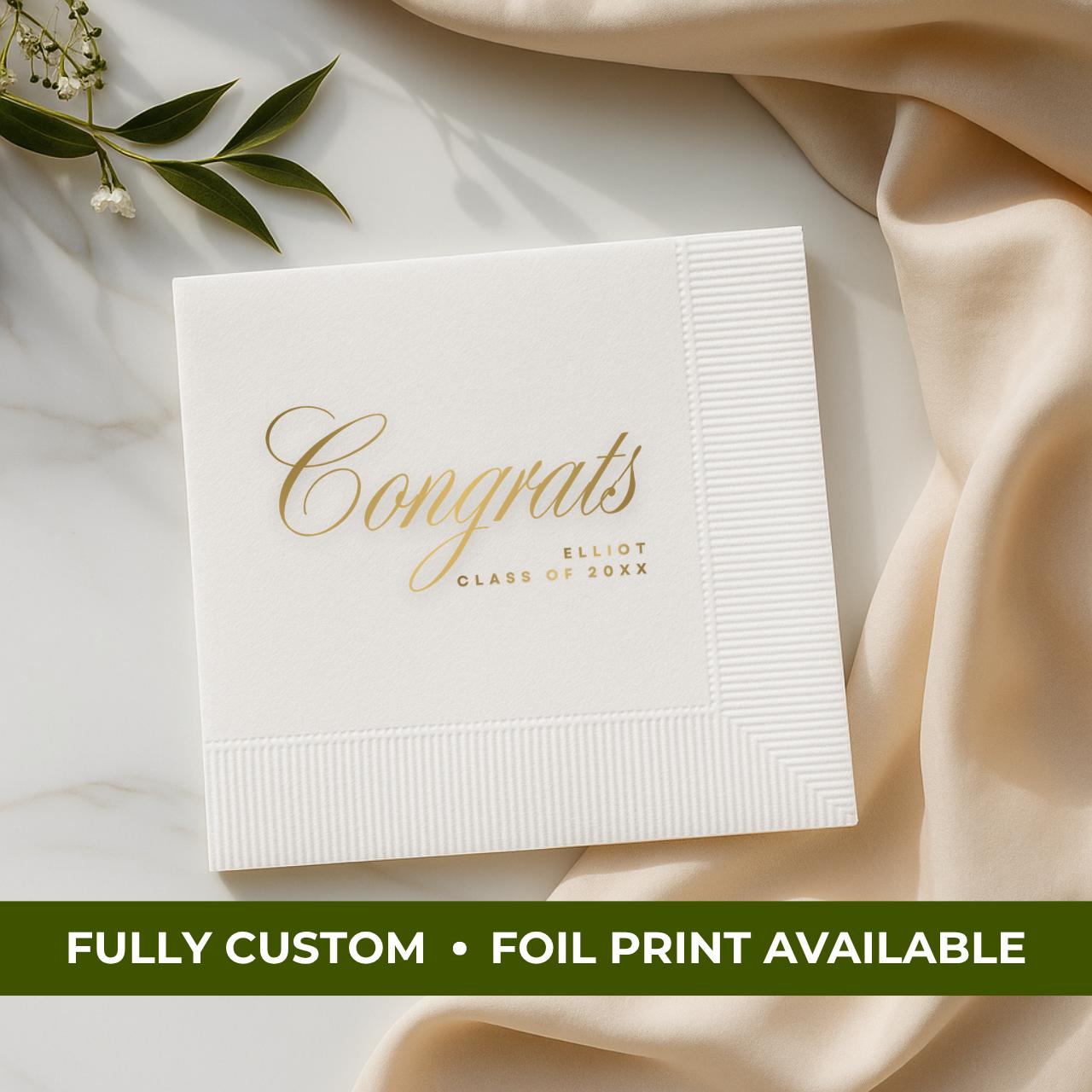 Congrats | Name & Class Year | Personalized Graduation Napkins