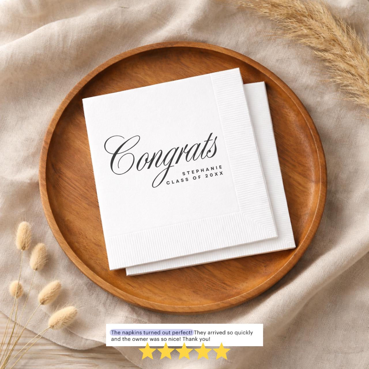 Congrats | Name & Class Year | Personalized Graduation Napkins