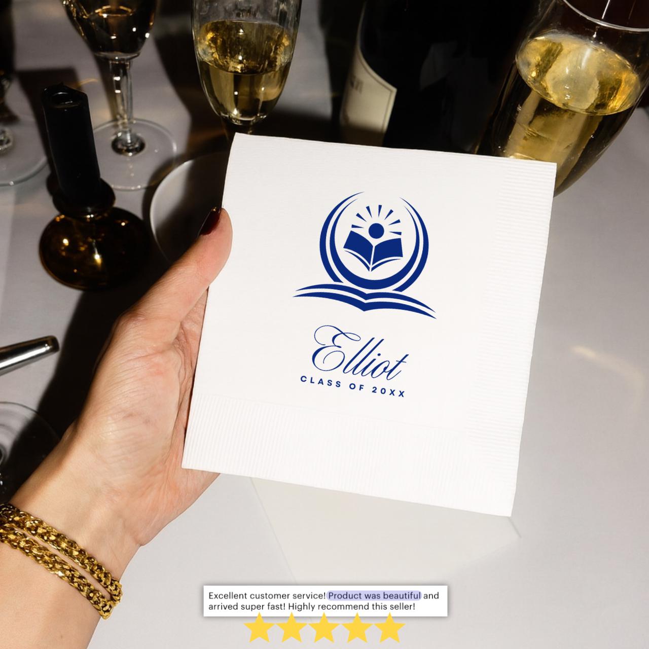 School Logo | Name & Class Year | Personalized Graduation Napkins