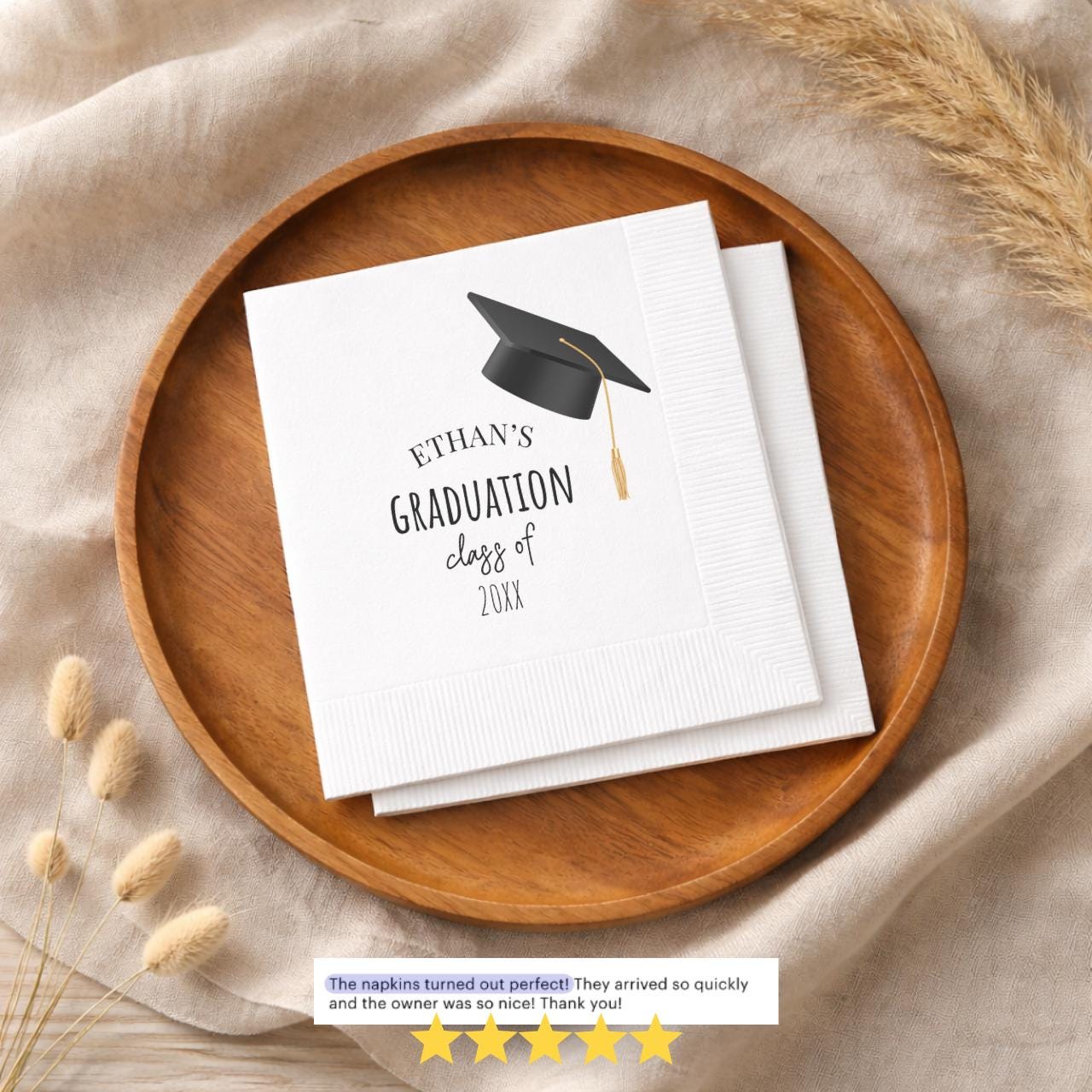 Name's Graduation | Grad Cap & Class Year | Personalized Graduation Napkins